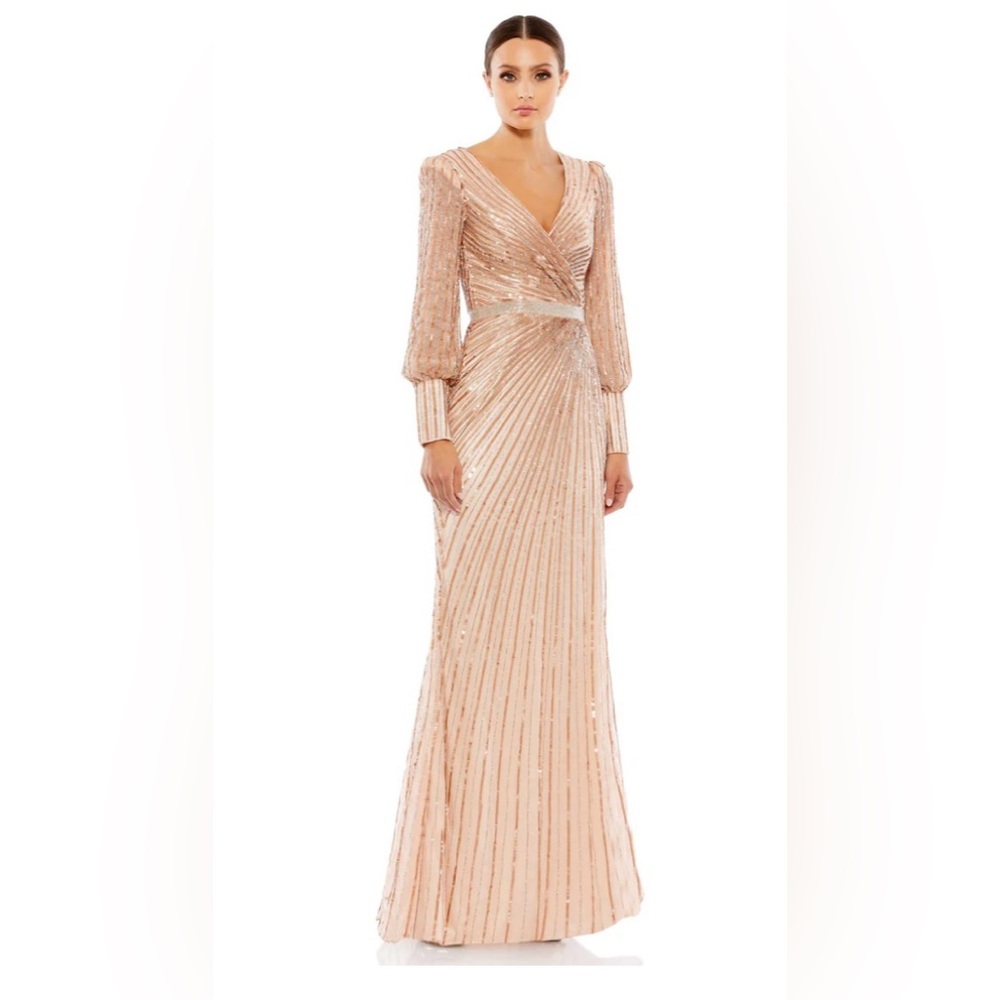 Mac Duggal 5501 Size: 24 BISHOP Sleeve Sequin Dress Copper MSRP 598.00